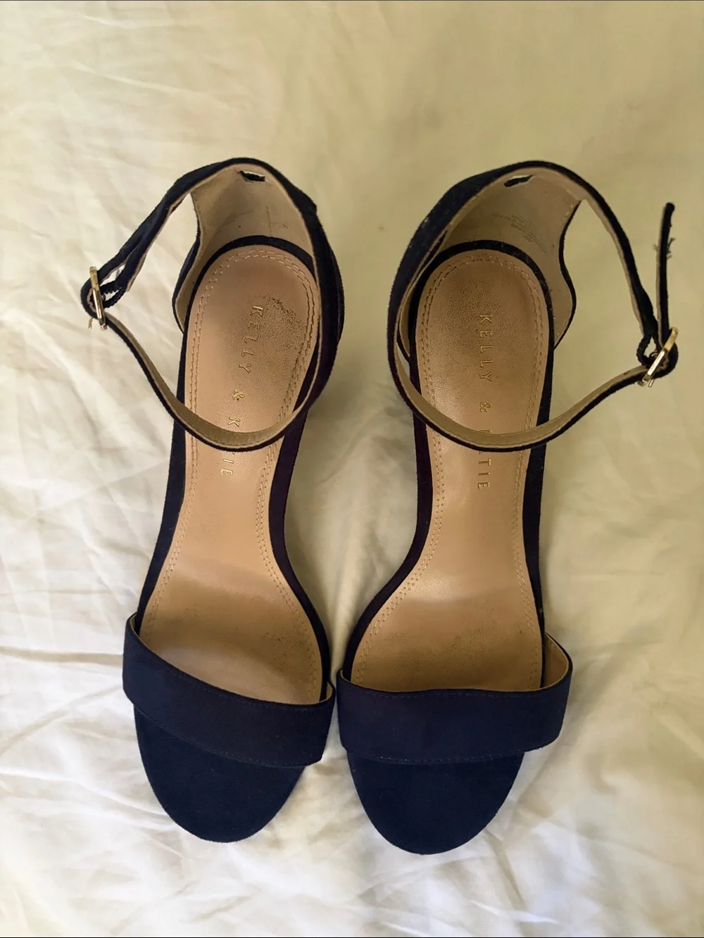 Kelly & Katie Deep Navy Block Heel Ankle-Strap Sandals